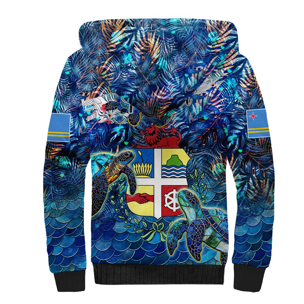 Aruba Sherpa Hoodie Sea Turtle Tropical Pattern - Wonder Print Shop