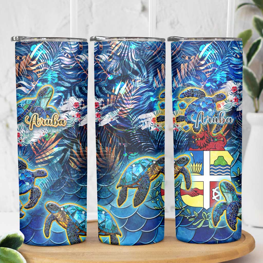 Aruba Skinny Tumbler Sea Turtle Tropical Pattern - Wonder Print Shop