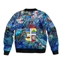 Aruba Sleeve Zip Bomber Jacket Sea Turtle Tropical Pattern - Wonder Print Shop