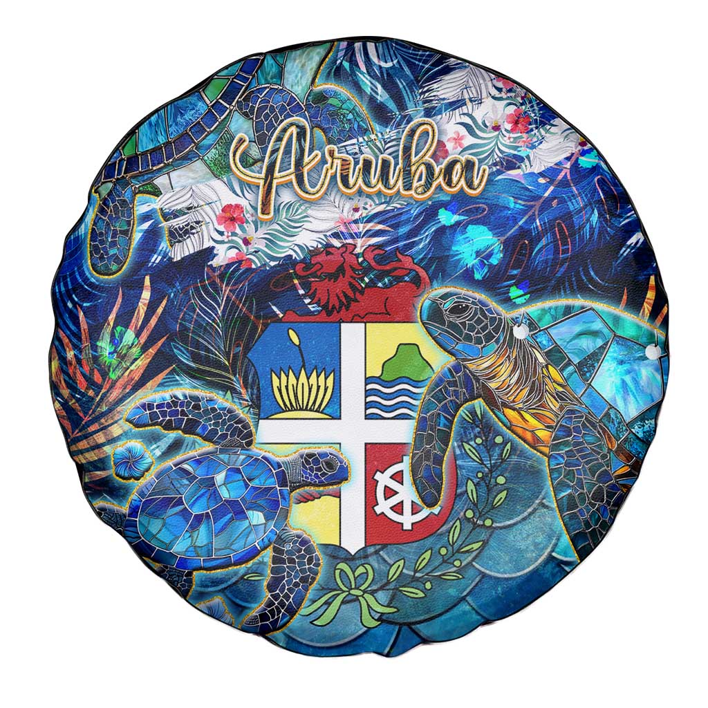 Aruba Spare Tire Cover Sea Turtle Tropical Pattern - Wonder Print Shop