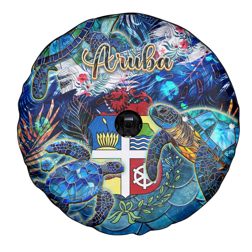 Aruba Spare Tire Cover Sea Turtle Tropical Pattern - Wonder Print Shop