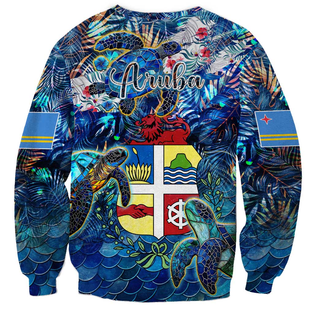 Aruba Sweatshirt Sea Turtle Tropical Pattern - Wonder Print Shop
