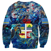 Aruba Sweatshirt Sea Turtle Tropical Pattern - Wonder Print Shop
