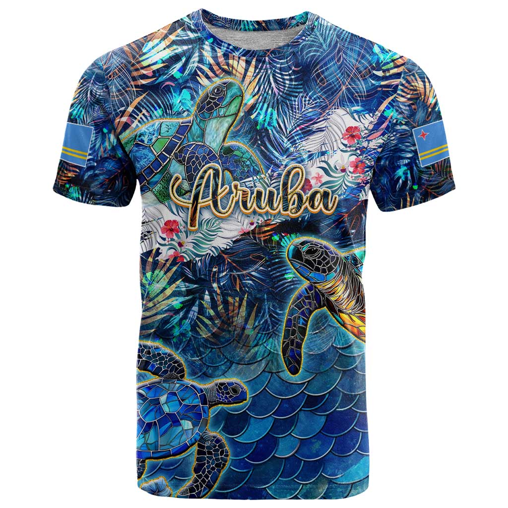 Aruba T Shirt Sea Turtle Tropical Pattern - Wonder Print Shop