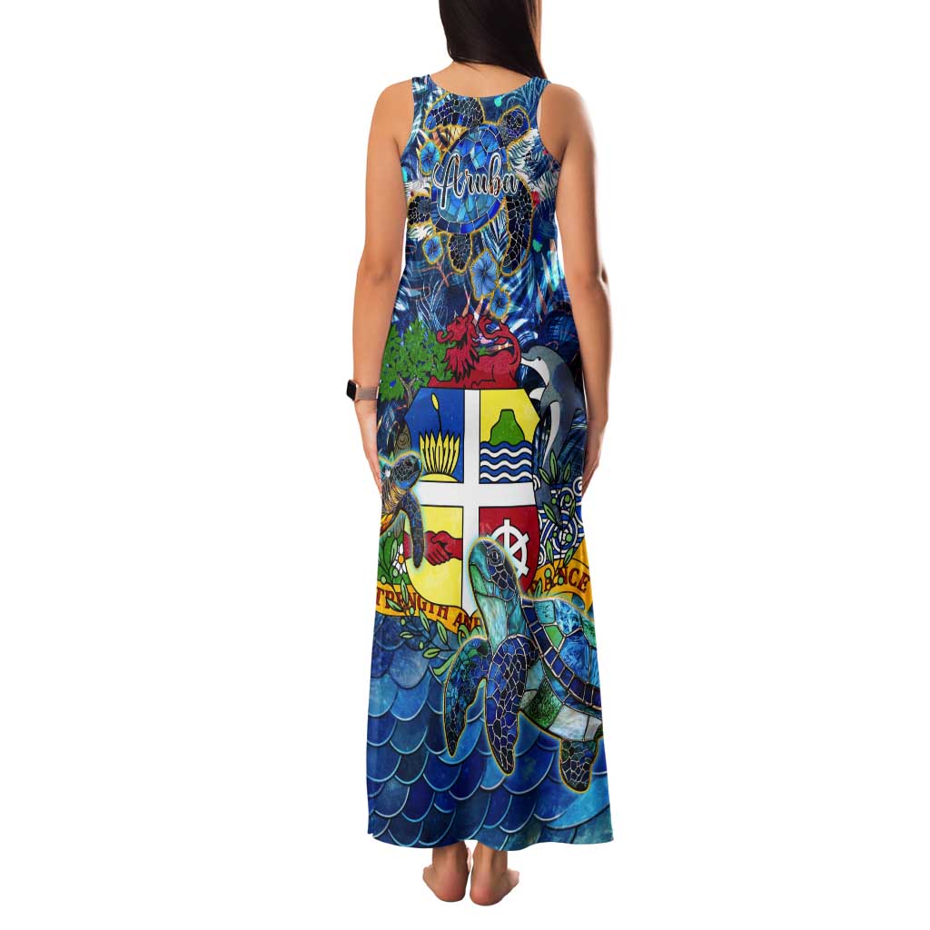 Aruba Tank Maxi Dress Sea Turtle Tropical Pattern - Wonder Print Shop