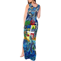 Aruba Tank Maxi Dress Sea Turtle Tropical Pattern - Wonder Print Shop