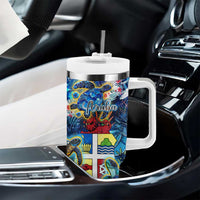 Aruba Tumbler With Handle Sea Turtle Tropical Pattern - Wonder Print Shop