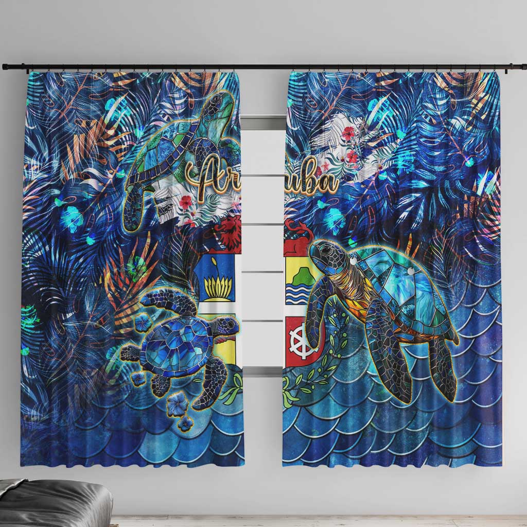 Aruba Window Curtain Sea Turtle Tropical Pattern - Wonder Print Shop