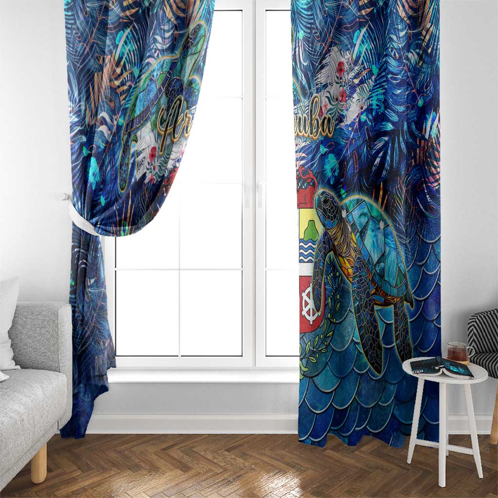 Aruba Window Curtain Sea Turtle Tropical Pattern - Wonder Print Shop