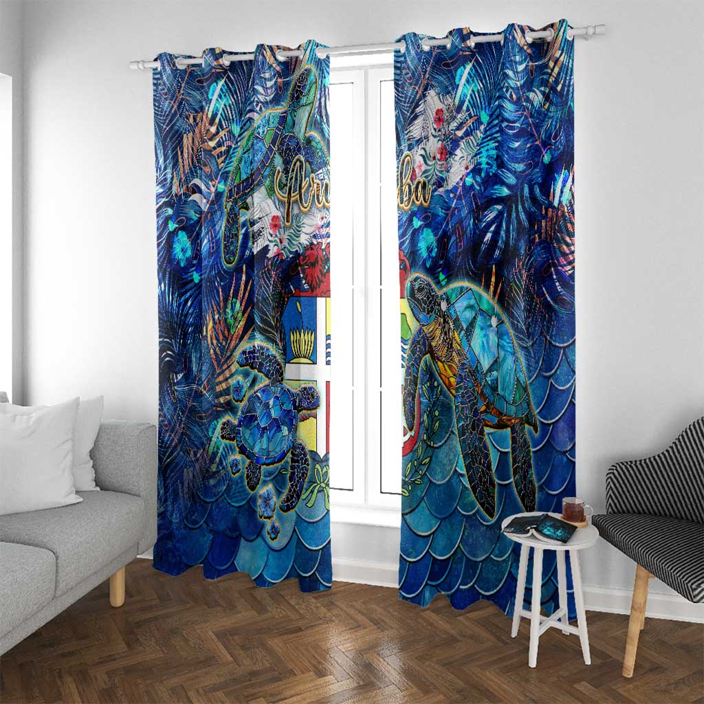 Aruba Window Curtain Sea Turtle Tropical Pattern - Wonder Print Shop