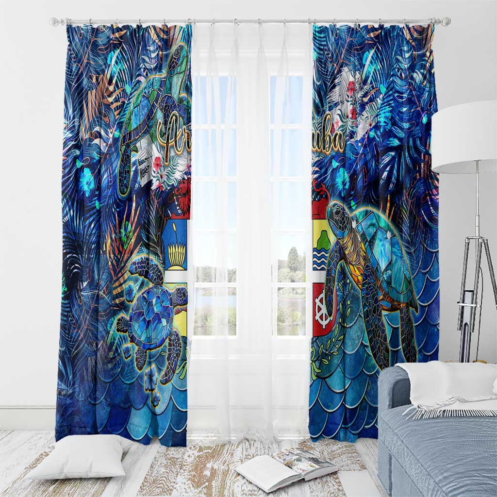 Aruba Window Curtain Sea Turtle Tropical Pattern - Wonder Print Shop