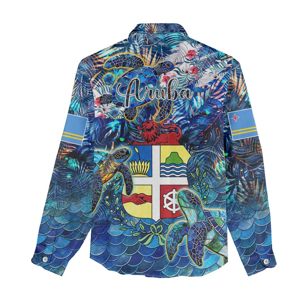Aruba Women Casual Shirt Sea Turtle Tropical Pattern - Wonder Print Shop