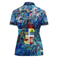 Aruba Women Polo Shirt Sea Turtle Tropical Pattern - Wonder Print Shop
