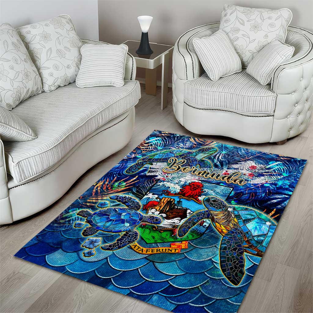 Bermuda Area Rug Sea Turtle Tropical Pattern