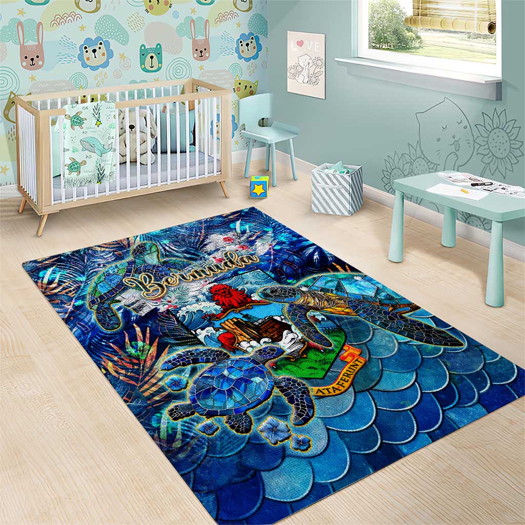 Bermuda Area Rug Sea Turtle Tropical Pattern