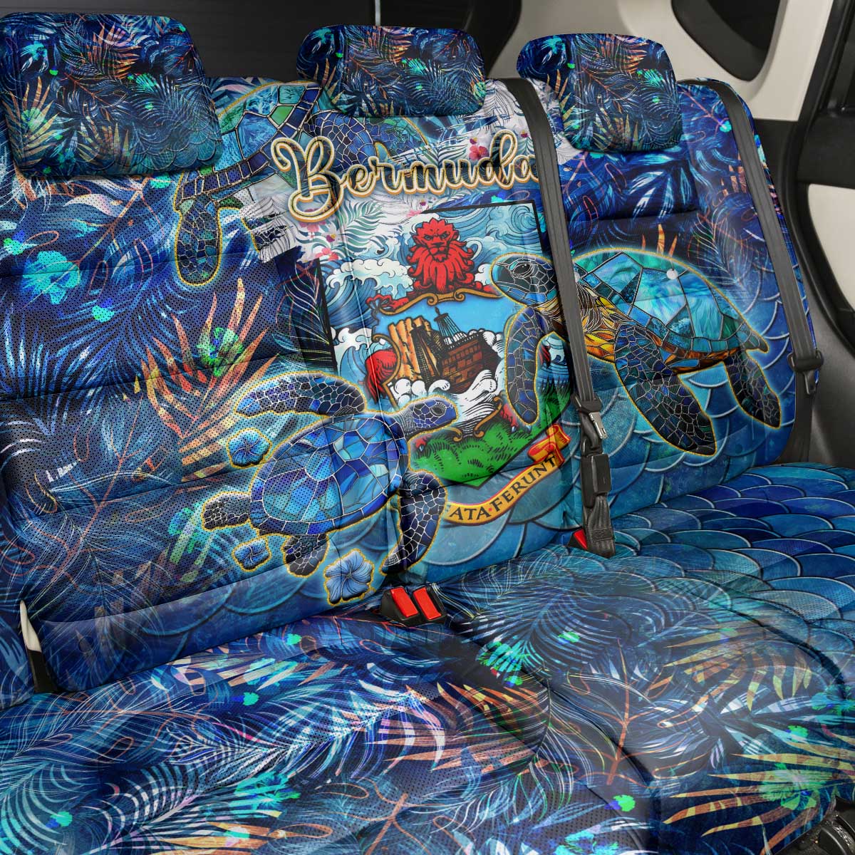 Bermuda Back Car Seat Cover Sea Turtle Tropical Pattern