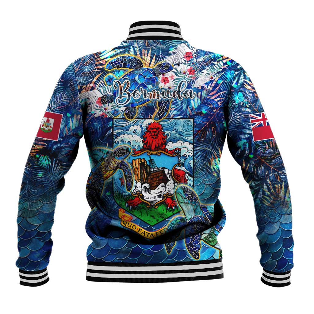 Bermuda Baseball Jacket Sea Turtle Tropical Pattern