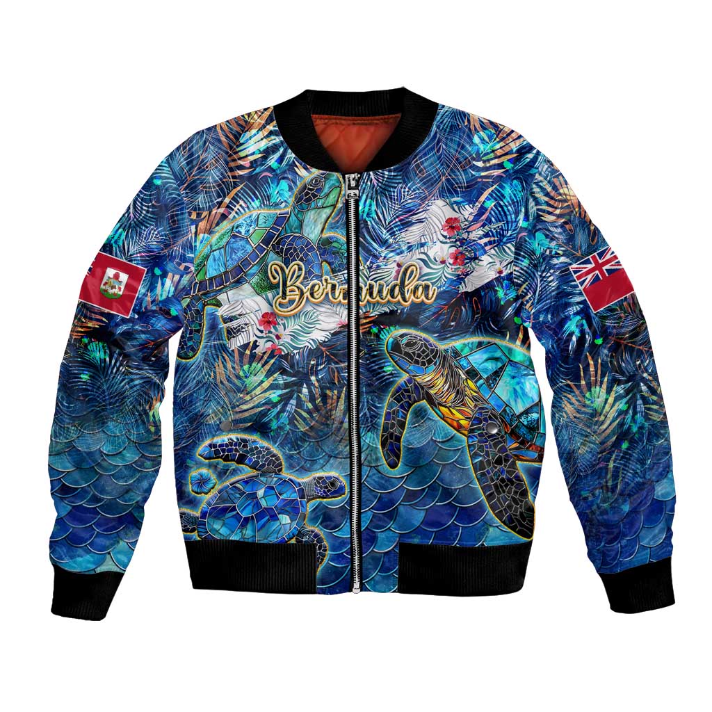 Bermuda Bomber Jacket Sea Turtle Tropical Pattern