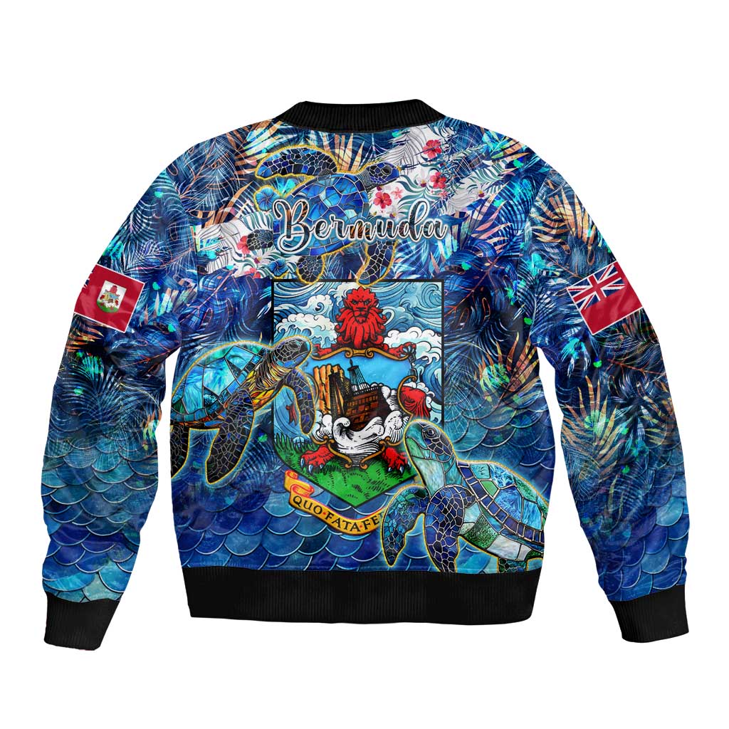Bermuda Bomber Jacket Sea Turtle Tropical Pattern