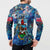 Bermuda Button Sweatshirt Sea Turtle Tropical Pattern