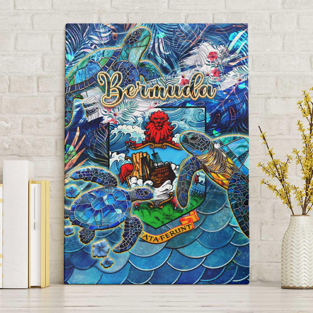 Bermuda Canvas Wall Art Sea Turtle Tropical Pattern