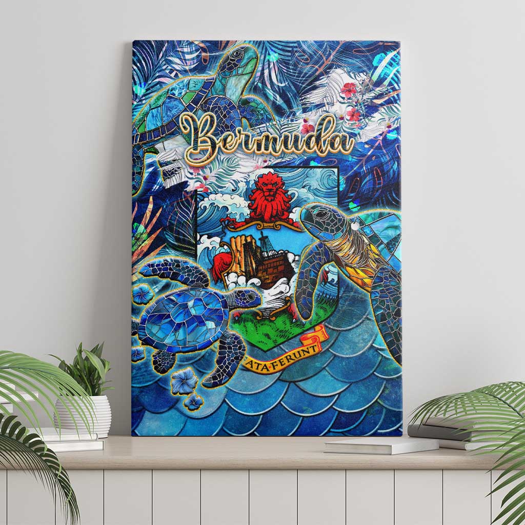Bermuda Canvas Wall Art Sea Turtle Tropical Pattern