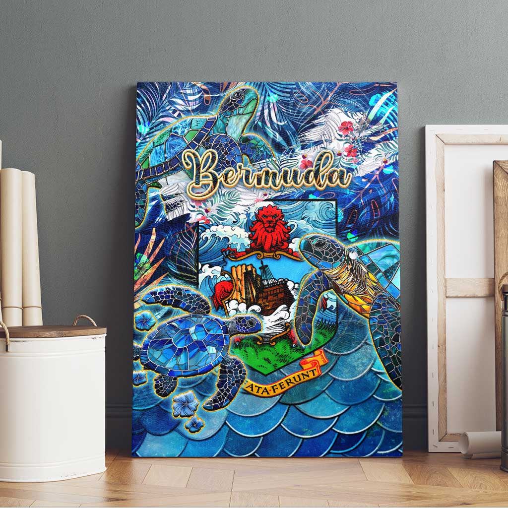 Bermuda Canvas Wall Art Sea Turtle Tropical Pattern