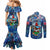 Bermuda Couples Matching Mermaid Dress and Long Sleeve Button Shirt Sea Turtle Tropical Pattern