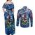Bermuda Couples Matching Off Shoulder Maxi Dress and Long Sleeve Button Shirt Sea Turtle Tropical Pattern