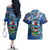 Bermuda Couples Matching Off The Shoulder Long Sleeve Dress and Hawaiian Shirt Sea Turtle Tropical Pattern