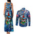 Bermuda Couples Matching Tank Maxi Dress and Long Sleeve Button Shirt Sea Turtle Tropical Pattern