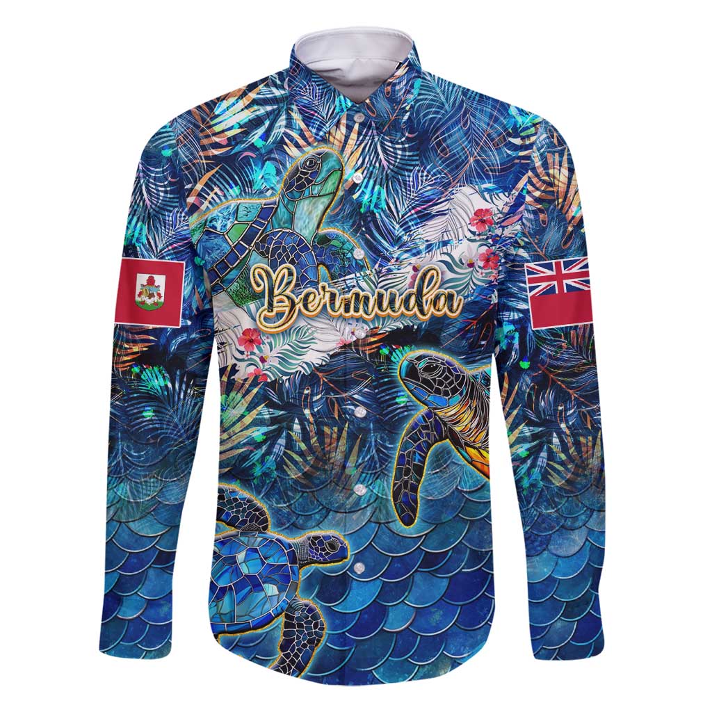 Bermuda Family Matching Long Sleeve Bodycon Dress and Hawaiian Shirt Sea Turtle Tropical Pattern