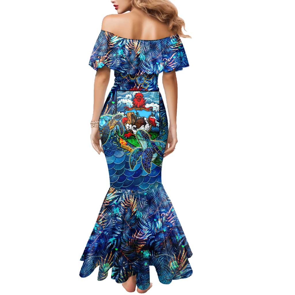Bermuda Family Matching Mermaid Dress and Hawaiian Shirt Sea Turtle Tropical Pattern