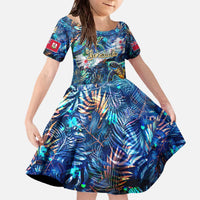 Bermuda Family Matching Off The Shoulder Long Sleeve Dress and Hawaiian Shirt Sea Turtle Tropical Pattern
