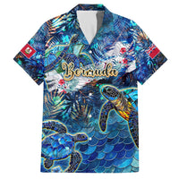 Bermuda Family Matching Off The Shoulder Long Sleeve Dress and Hawaiian Shirt Sea Turtle Tropical Pattern