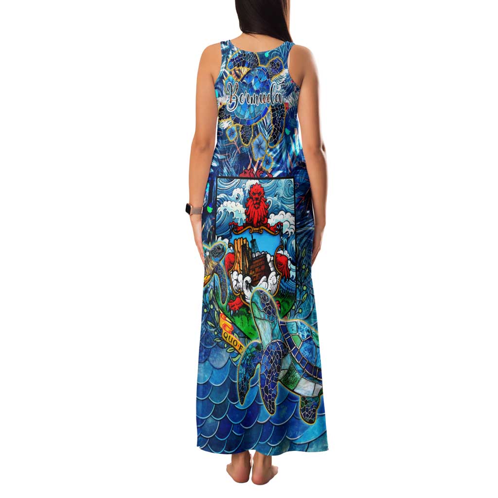 Bermuda Family Matching Tank Maxi Dress and Hawaiian Shirt Sea Turtle Tropical Pattern - Wonder Print Shop