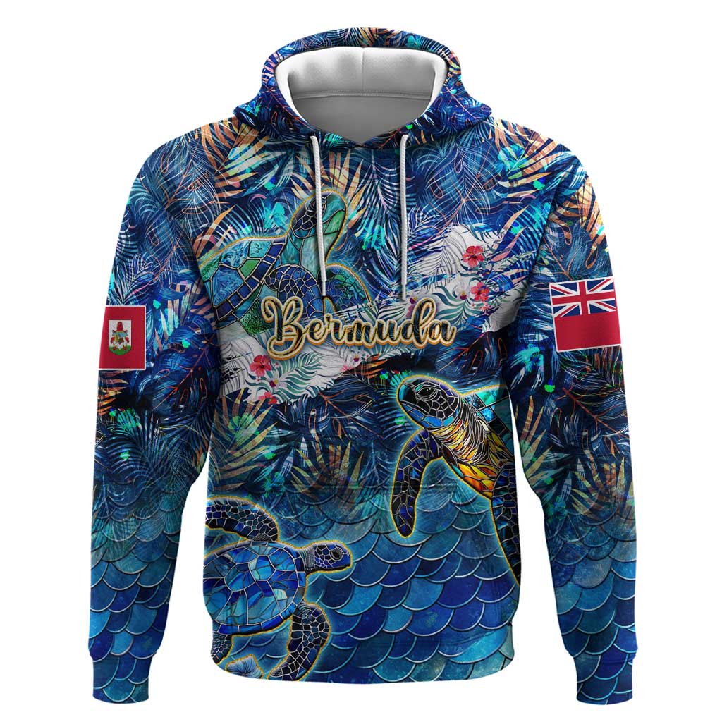 Bermuda Hoodie Sea Turtle Tropical Pattern - Wonder Print Shop