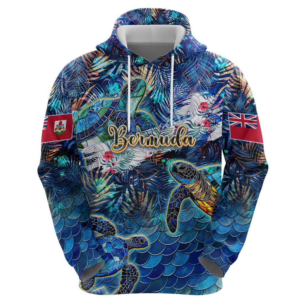 Bermuda Hoodie Sea Turtle Tropical Pattern - Wonder Print Shop