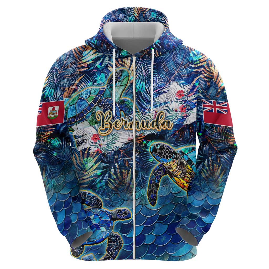 Bermuda Hoodie Sea Turtle Tropical Pattern - Wonder Print Shop
