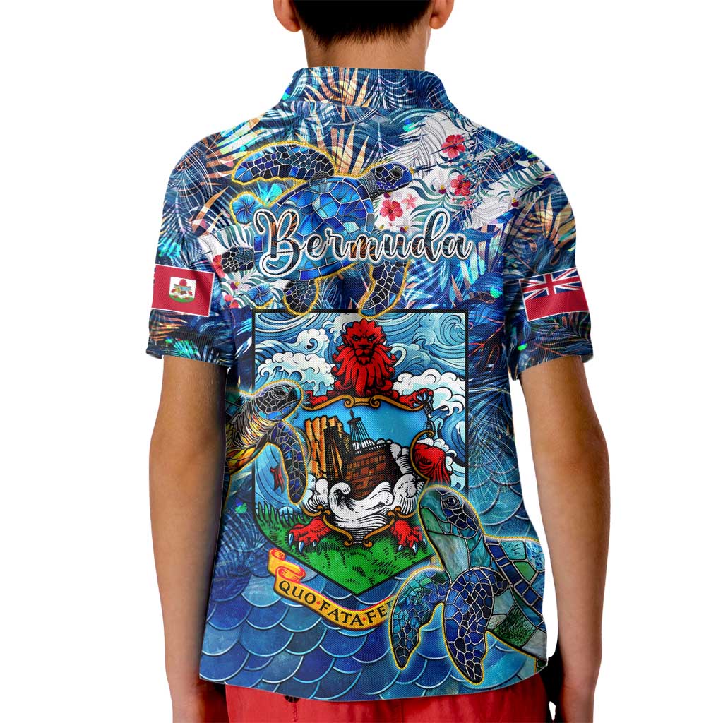 Bermuda Kid Polo Shirt Sea Turtle Tropical Pattern - Wonder Print Shop