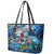 Bermuda Leather Tote Bag Sea Turtle Tropical Pattern