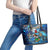Bermuda Leather Tote Bag Sea Turtle Tropical Pattern