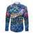 Bermuda Long Sleeve Button Shirt Sea Turtle Tropical Pattern