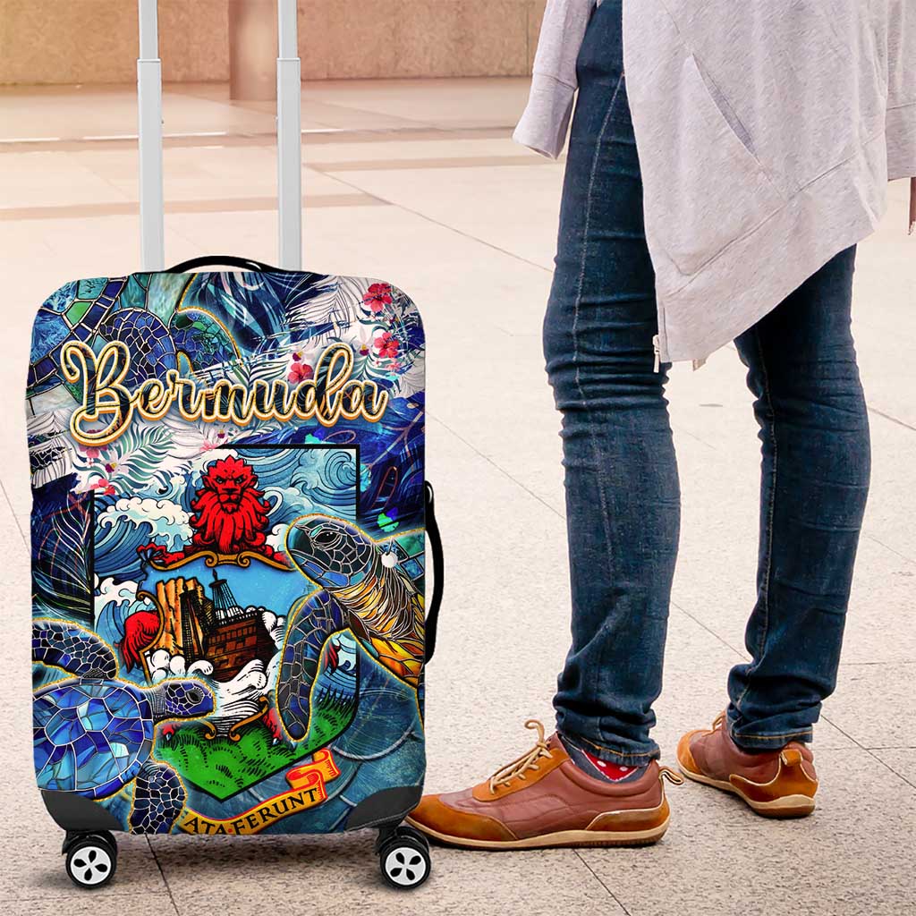 Bermuda Luggage Cover Sea Turtle Tropical Pattern - Wonder Print Shop