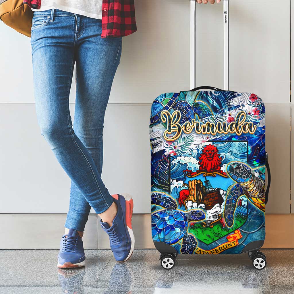 Bermuda Luggage Cover Sea Turtle Tropical Pattern - Wonder Print Shop