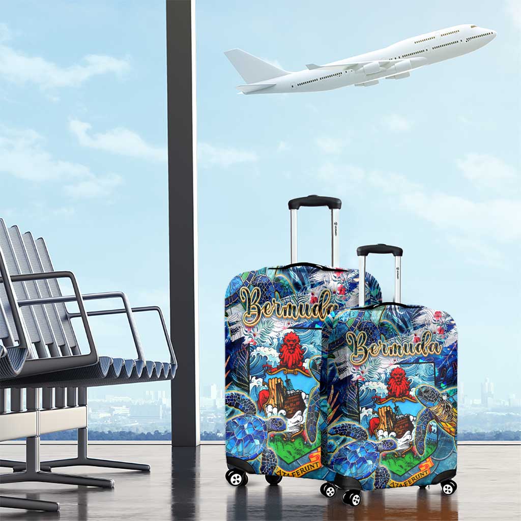 Bermuda Luggage Cover Sea Turtle Tropical Pattern - Wonder Print Shop