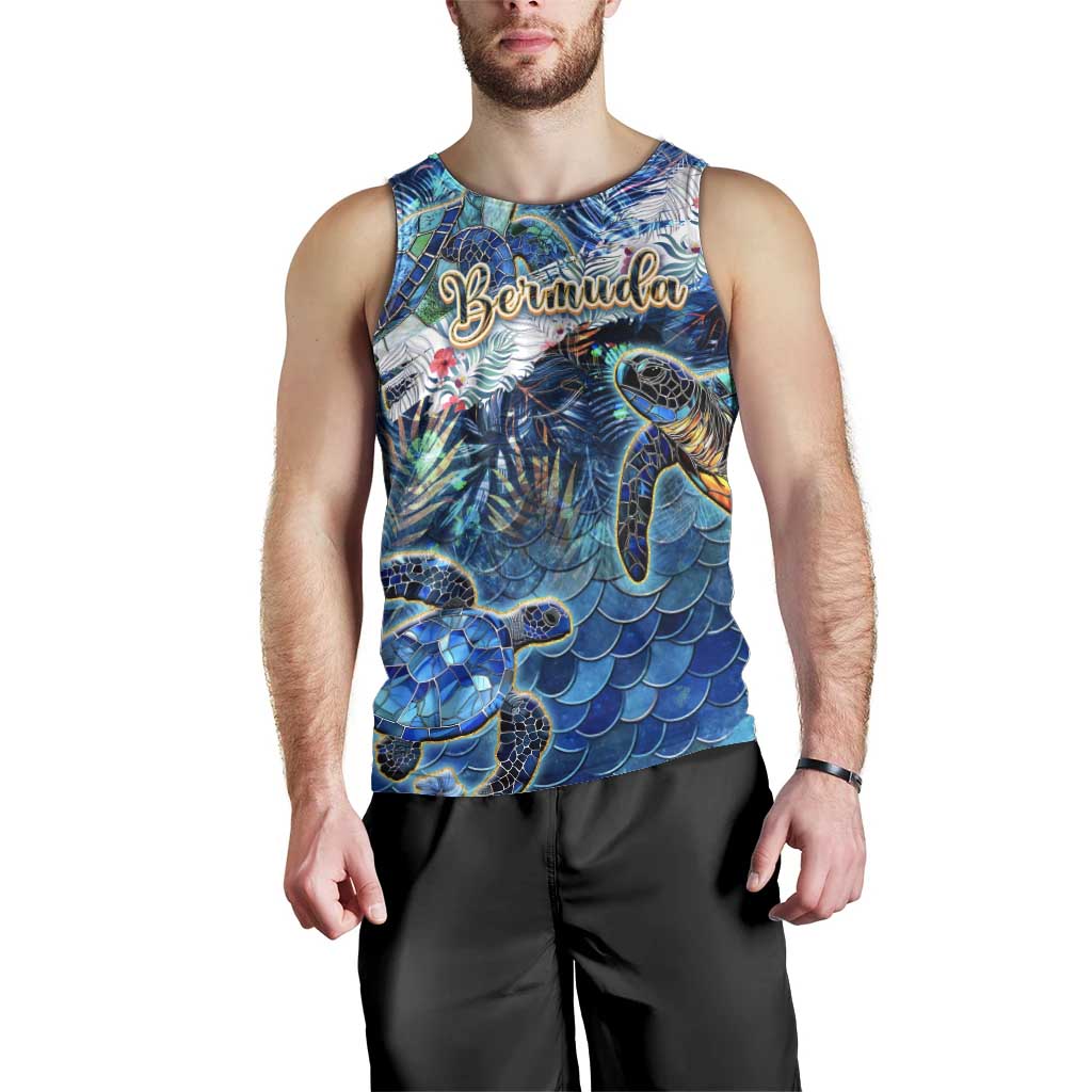 Bermuda Men Tank Top Sea Turtle Tropical Pattern - Wonder Print Shop
