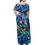 Bermuda Off Shoulder Maxi Dress Sea Turtle Tropical Pattern - Wonder Print Shop