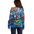 Bermuda Off Shoulder Sweater Sea Turtle Tropical Pattern - Wonder Print Shop