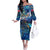 Bermuda Off The Shoulder Long Sleeve Dress Sea Turtle Tropical Pattern - Wonder Print Shop
